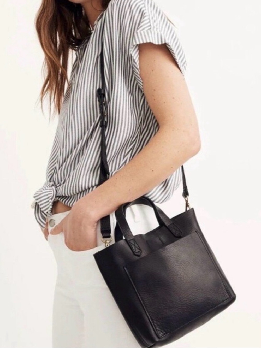 Madewell The Small Transport Crossbody Bag in Black Leather